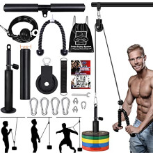 Taeku LAT Pulley System for Home Gym ? Strength Training Fitness Equipment Cable Machine for Triceps, Biceps, Back & Shoulder Workouts (100" Cable+2''