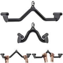 Kipika LAT Pull Down Bar for Cable Machine - Heavy Duty Steel T and V Cable Attachment With Quick-Connect Buckle - Back Tricep Strength Training