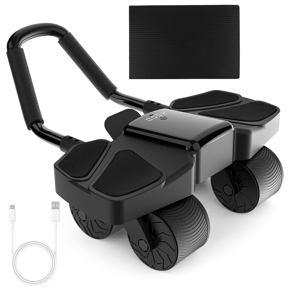 DRZHAM Automatic Rebound Ab Abdominal Exercise Roller Wheel, Ab Roller Wheel with Elbow Support and Knee Mat, Abdominal Trainer, Core Training