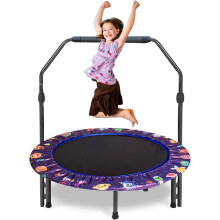Mini Trampoline for Kids, 36Inch Trampoline with Adjustable Handle,Kids Trampoline with Foldable Bungee Rebounder Adjustable Handrail and Safety