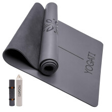 YOGATI Natural Rubber Yoga Mat with Yoga Bag and Carry Strap. Non-Slip Yoga Mat for women and men with Alignment lines. Perfect Exercise Mat for home.