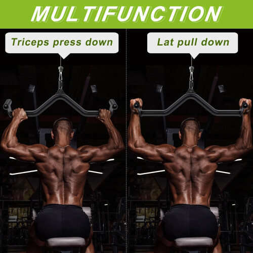 SELEWARE 28" Multi-Grip LAT Pull Down Bar ? Durable Alloy Steel, Ergonomic Grip, Versatile Cable Machine Attachment for Versatile Muscle Training 1
