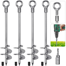 Insaga Tent Peg, 45cm Heavy Duty Ground Anchor Large Metal Earth Stake Spiral Blade Screw in Trampolines Spike for Swing Set/Camping/Shed/Dog/Carport