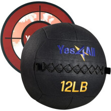 Yes4All U5WN 5.4kg Wall Ball - Soft Medicine Ball/Wall Med Ball for Full Body Workout and Strength Exercise, Negro