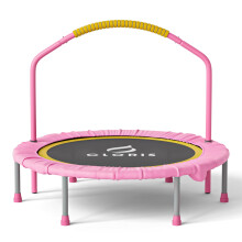 CLORIS 38'' Foldable Fitness Trampoline - Max Load 220lb, Rebounder with Adjustable Foam Handle Indoor/Outdoor Fitness Body Exercise (Pink)