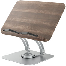 Tounee Book Stand for Reading, Adjustable Book Holder with 360? Swivel Base, Foldable Cookbook Stand Recipe Book Holder with Elastic Page Clips for