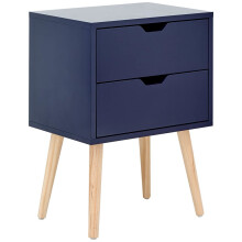 GFW Nyborg Scandinavian Style 2 Drawer Bedside Cabinet with Pine Wooden Legs,30D x 40W x 56H cm, Wood, Nightshadow Blue, 40 x 56 x 30 cm