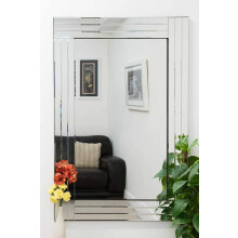 MirrorOutlet Modern Bevelled Triple Edge Modern Venetian Mirror, Silver, 120 x 80 cm,YC028