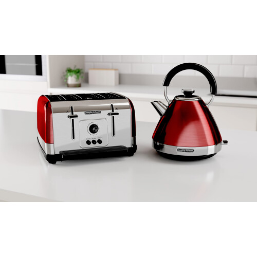 Morphy Richards Morphy Richards Venture Red 4 Slice Toaster - Defrost Setting - High Lift Feature - 240133 1