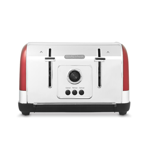 Morphy Richards Morphy Richards Venture Red 4 Slice Toaster - Defrost Setting - High Lift Feature - 240133