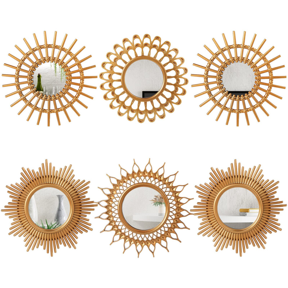 Namalu 6 Pcs Sunburst Mirror for Wall Decor, Small Circle Sun Espejos Decorative Mirror Hanging for Art Entryway Home Decor Bathroom Bedroom Living-image-OPC-PGN8PGH-NEW