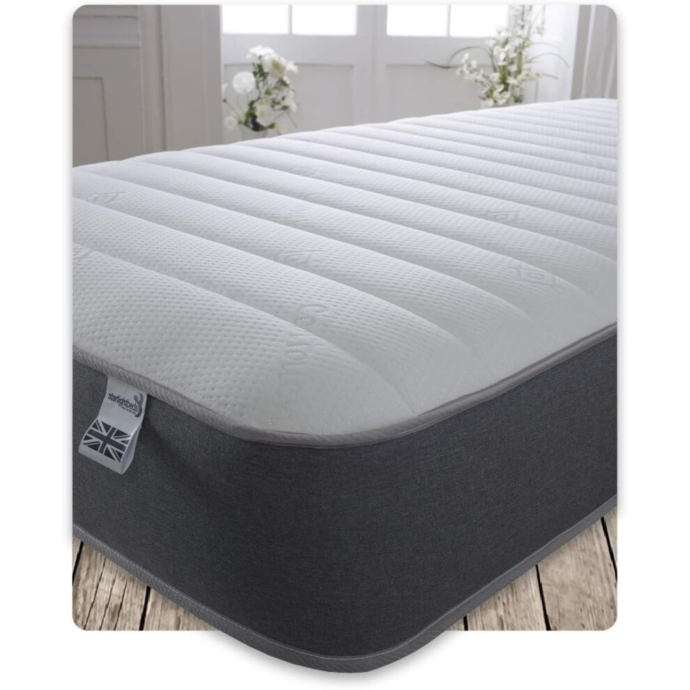 Starlight Beds Cooltouch Linear 8 Inch Hybrid Mattress. 3ft Single Mattress with Memory Foam Layer and Spring Unit. Grey/White, Soft Firmness. (3ft x-image-OPC-PGN8PYM-NEW