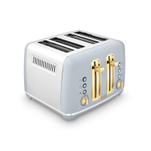 Morphy Richards Accents 4 Slice Toaster, Soft Gold Collection, Variable Browning, Removable Crumb Tray, Cord Storage, Non-slip, 2200W, Ocean Grey,