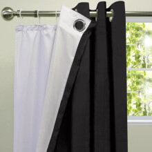 Nopton Textile Blackout Lining for Eyelet Curtains 3 Pass Thermal Insulated Includes Curtain Hooks (90" x 90" (Inc 24 Hooks))