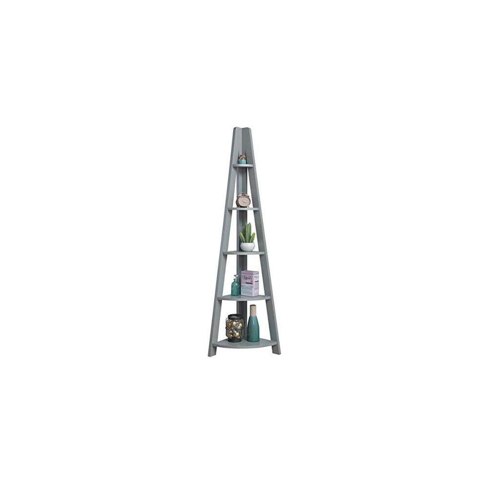 Timber Art Design UK Riva 5 Tier Bookcase Retro Ladder Bookcase Shelving Unit Wooden Bookshelf Organizer for Modern Living Room, Office Space