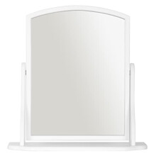 Home Selections Arched Wood Dressing Table Mirror, White, 44x44cm, Wooden Free Standing Tabletop Vanity Mirror