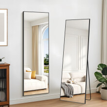 KOCUUY Rectangle Full Length Mirror, 147 x 44 cm Wall Mirrors, Free Standing Mirror Full Body with Aluminum Alloy Frame, Suitable for Bedrooms,