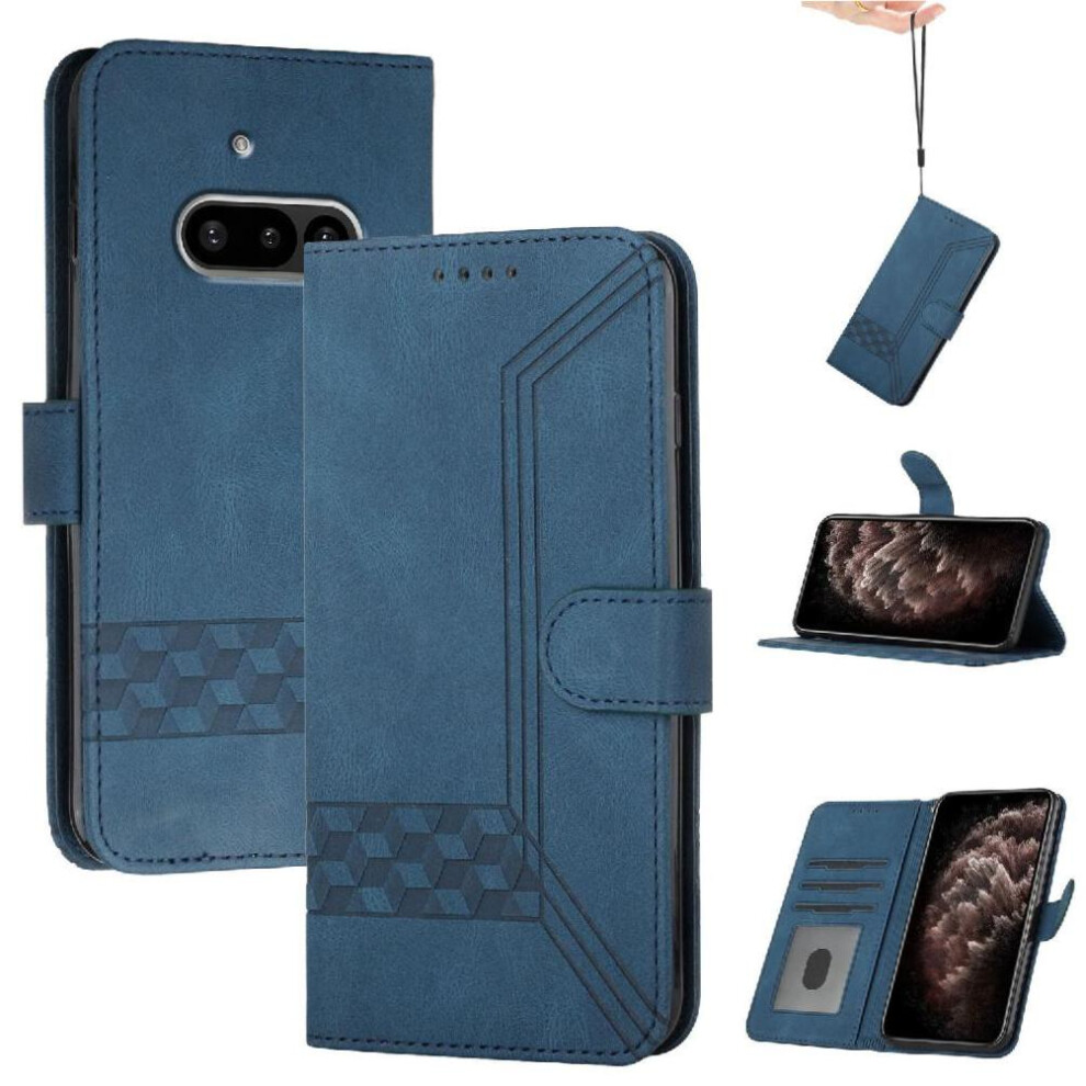 (Blue) Compatible With Nothing Phone 3A Card Cover Wallet With Handy Stand Feature Pu Leather Blue 764544141598