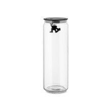 Alessi Glass Gianni Jar A Little Man Holding On Tight Extra Large Kitchen Box with Hermetic Lid in Thermoplastic Resin, Black, 2000 ml