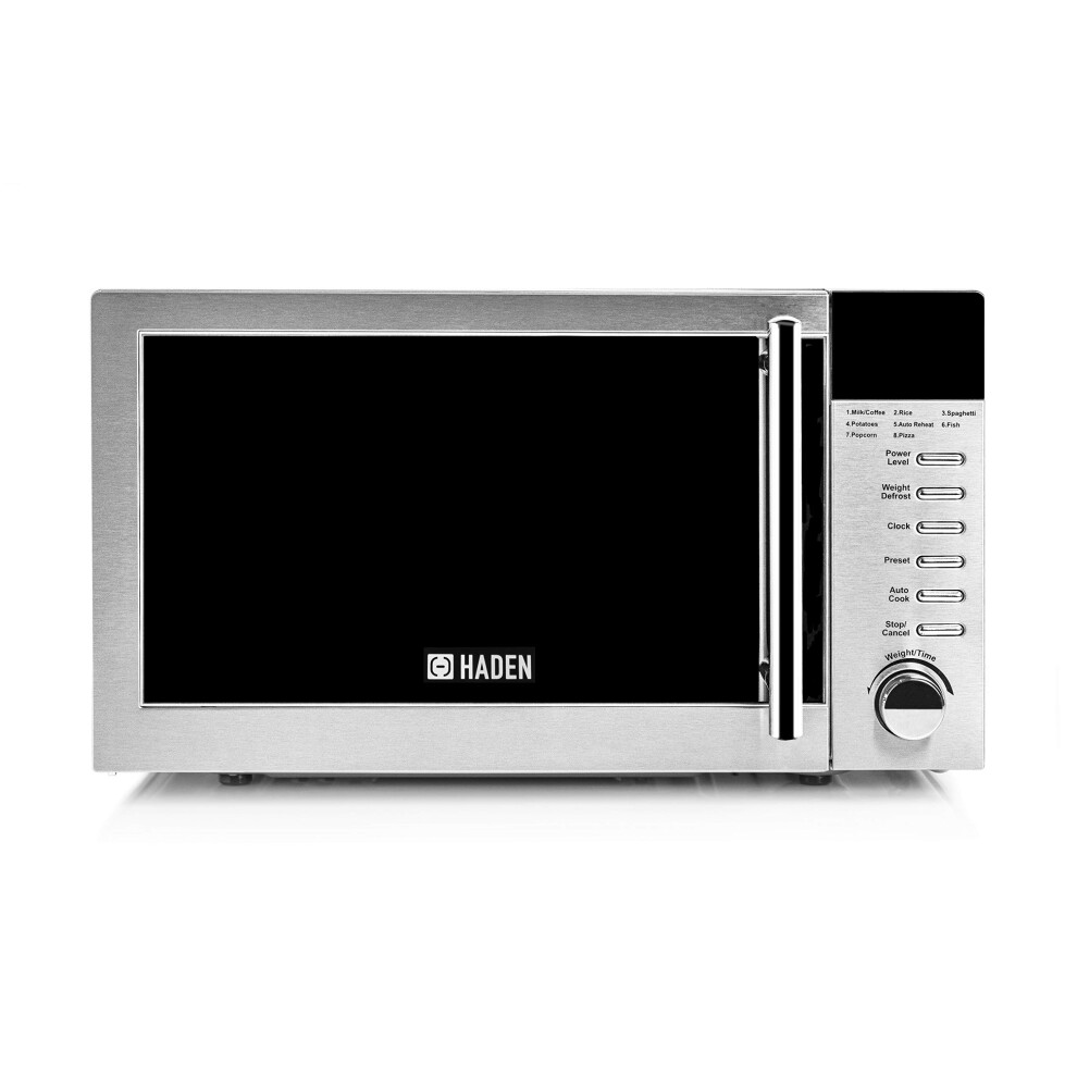 Haden 20L Digital Stainless Steel Microwave Oven - 800W, Compact Microwave, 5 Power Levels, Auto Defrost & Child Lock, Easy Clean Interior - 24.5cm