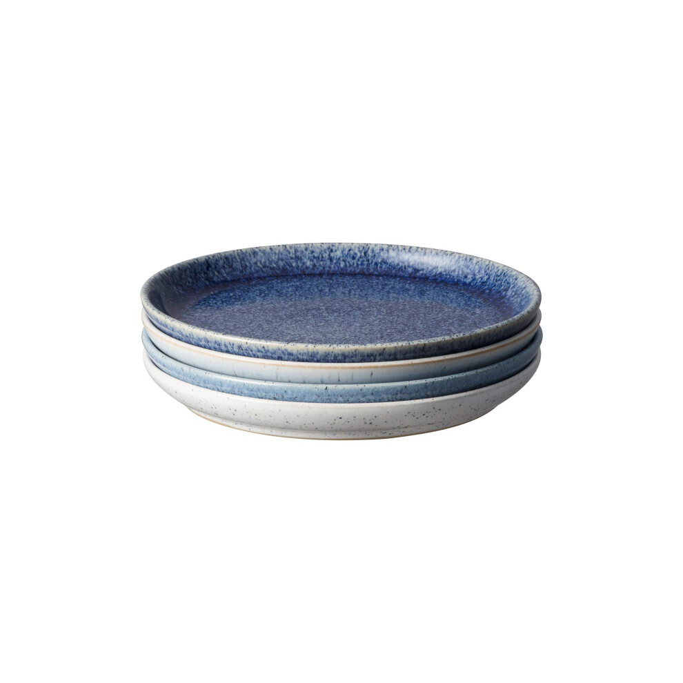 Denby - Studio Blue Small Plates Set of 2 - Dishwasher Microwave Safe Crockery 18.5cm - Blue, White Ceramic Stoneware Tableware Side Plates - Chip &