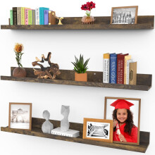 Icona Bay 36 Inch (91 cm) Floating Shelves for Wall, Set of 3 in Walnut Brown, Modern Rustic Style, Wall Mounted Display Shelves, Picture Ledges