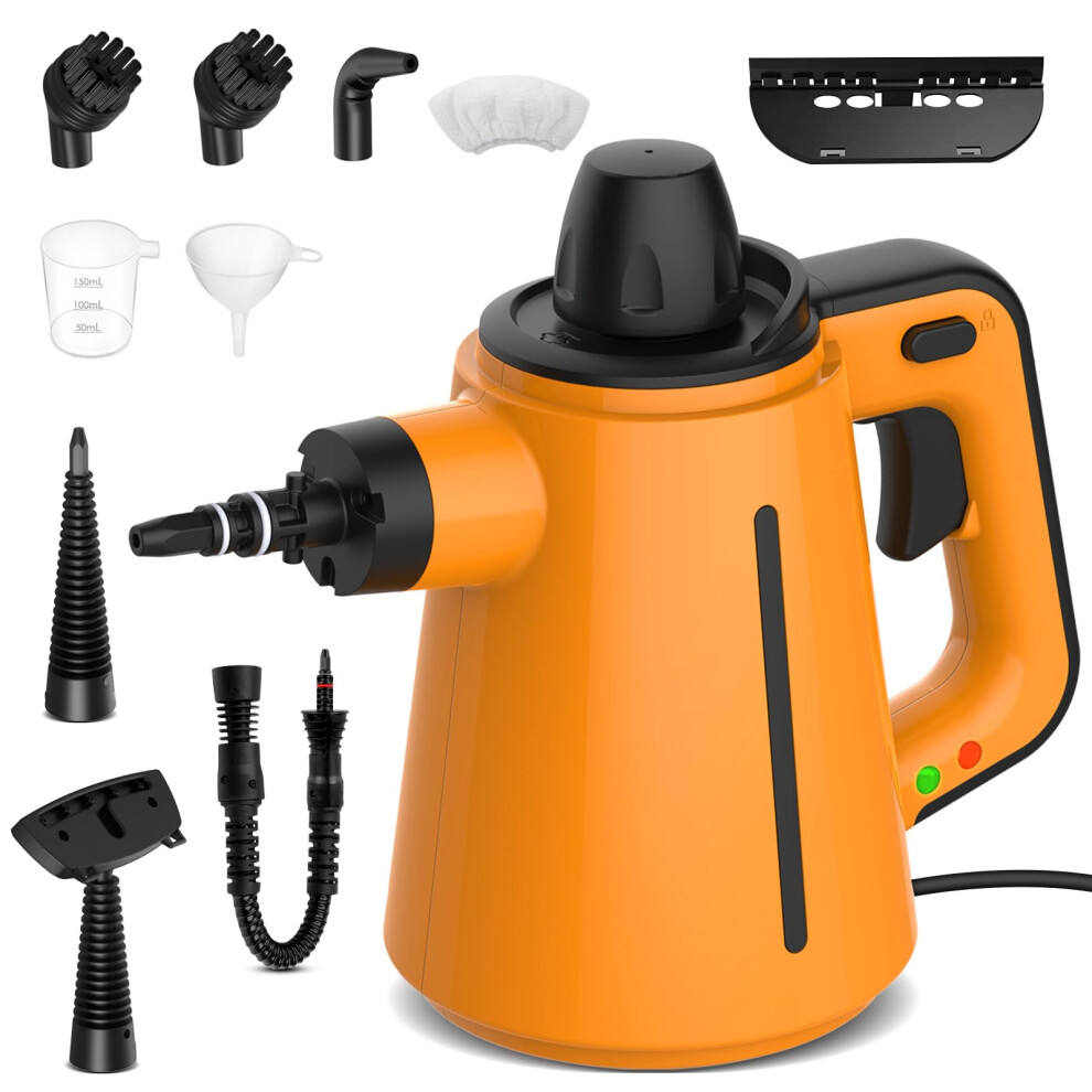 HomHou Handheld Steam Cleaner, Multipurpose Steam Cleaner with 380 Ml Capacity And 10 Accessories, High Temperature Portable Steam Cleaner for Carpet,