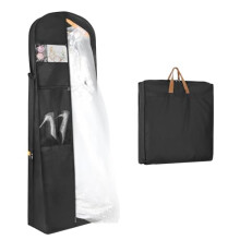 Syeeiex Wedding Dress Bag, Carry On Garment Bag Dress Cover 72 Inch Dress Carrier with Large Pockets & PVC Transparent Window, Breathable Dress