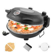 YIBAKE Pizza Maker Electric, 4-Min-Pizza in 1200W Pizza Oven, 31cm Refractory Stone Plate, Max 420? Pizza Maker with 5 Cooking Levels, inkl. Pizza