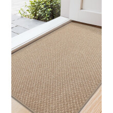 COLOR&GEOMETRY Large Door Matts Indoor 92 x 142 cm, Thin Indoor Door Mats Non Slip, Absorbent Dirt Trapper Easy Clean Doormats Inside, Khaki