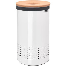 Brabantia - Laundry Bin - Cork Lid - Portable Laundry Bag Inside - Quick-drop Opening - Basket with Ventilation Holes - Non-Scratching Bottom -