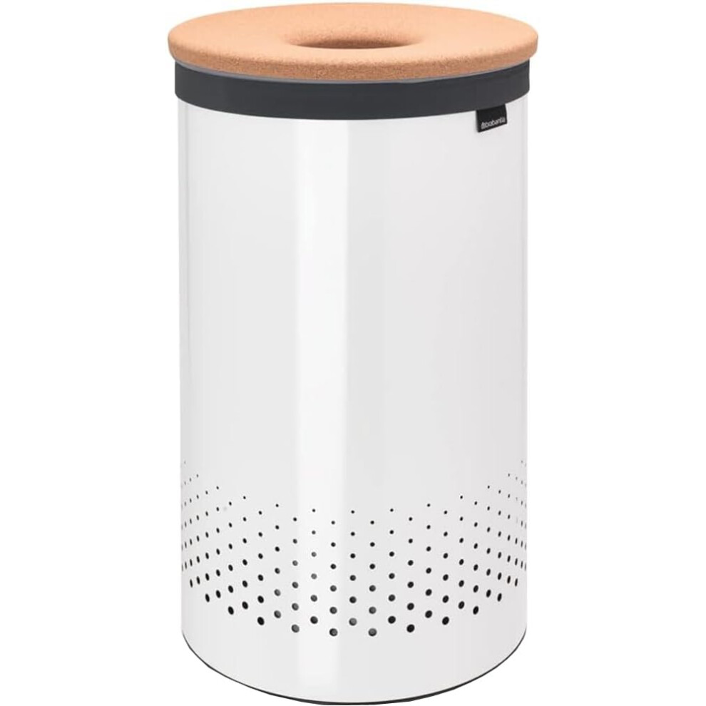 Brabantia - Laundry Bin - Cork Lid - Portable Laundry Bag Inside - Quick-drop Opening - Basket with Ventilation Holes - Non-Scratching Bottom -