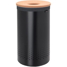 Brabantia - Laundry Bin - Cork Lid - Portable Laundry Bag Inside - Quick-drop Opening - Basket with Ventilation Holes - Non-Scratching Bottom -