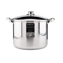 Stainless Steel Induction Stock Pot with Lid Large Deep Casserole Cooking Stockpot Mirror Polished Finish Soup Stew Home Brew Pot (30cm - 15.2 Litre)
