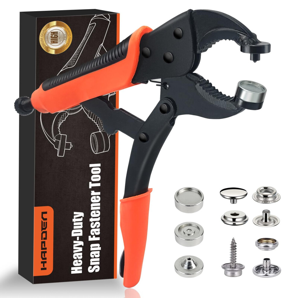 Heavy Duty Snap Fastener Tool Adjustable Vice Grip Snap Setter Tool Includes 40 Sets 15Mm Snaps For Boat Cover, Replacing Metal Snaps, Repairing Boat 5051219209475