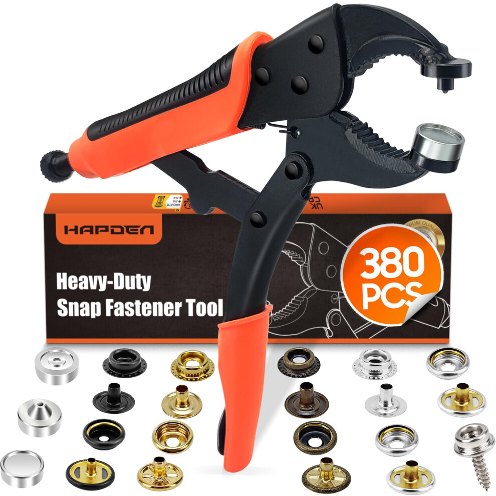 Heavy Duty Snap Fastener Tool Adjustable Vice Grip Snap Setter Tool Includes 40 Sets 15Mm Snaps For Boat Cover, Replacing Metal Snaps, Repairing Boat 5051219209499