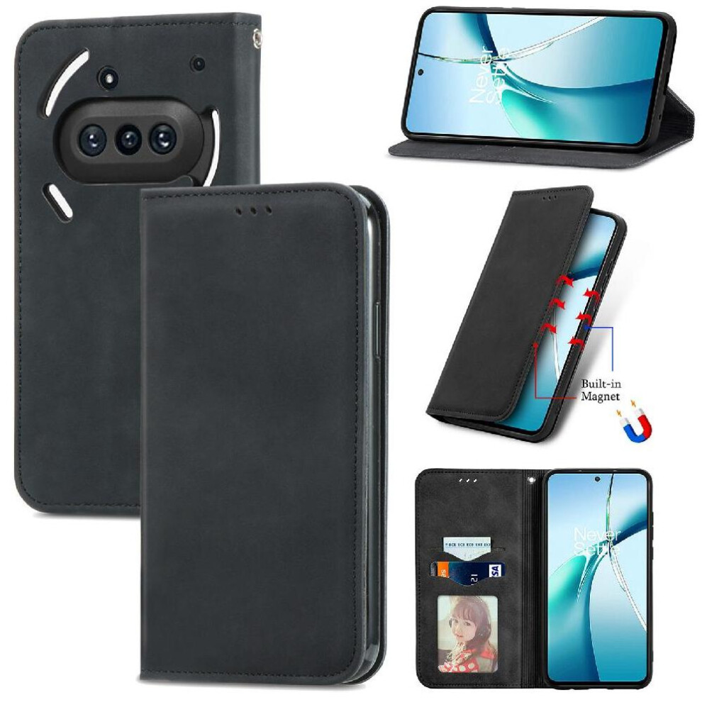 Photos - Case  Flip  for Nothing Phone 3a Flip Cover Shockproof Simple Business Wallet Leather (Black)