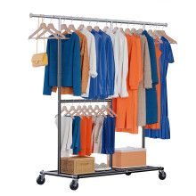 HOKEEPER Heavy Duty Clothes Rail, Sturdy 150KG Rack with Hanging Clothing Rack, Clothing Garment Rack with Storage Shelves?Freestanding Rails for