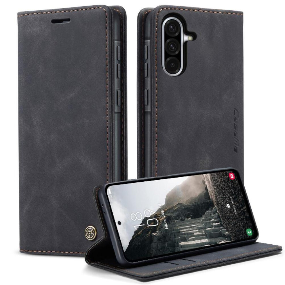 (Black) Flip Case For Samsung Galaxy A26 5G Vintage Pu Leather Wallet Flip Folio Book Magnetic Closure Shockproof Case Card Slot Kickstand Black 764544142694