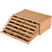 VISWIN Upgraded 6-Drawer Wood Artist Supply Storage Box with Removable Dividers, Premium Beech Wood Art Storage Box, Portable Organizer Box for