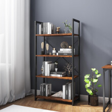 VERMESS 4-Tier Bookshelf, 24 inch Wood Bookcase with Open Shelves, Rustic Brown Book Shelf Storage Shelving Unit, Industrial Standing Bookshelves