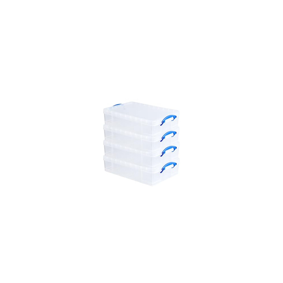 Really Useful Box Plastic Storage 24.5 Litre Clear (Pack Of 4)