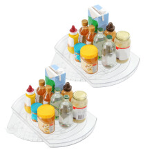 ROWNYEON 2 Pack rotating tray Turntable Organiser for Fridge,16.5'' Clear Rectangular Fridge Organisers Storage, Rotating Spice Rack, Fridge rotating