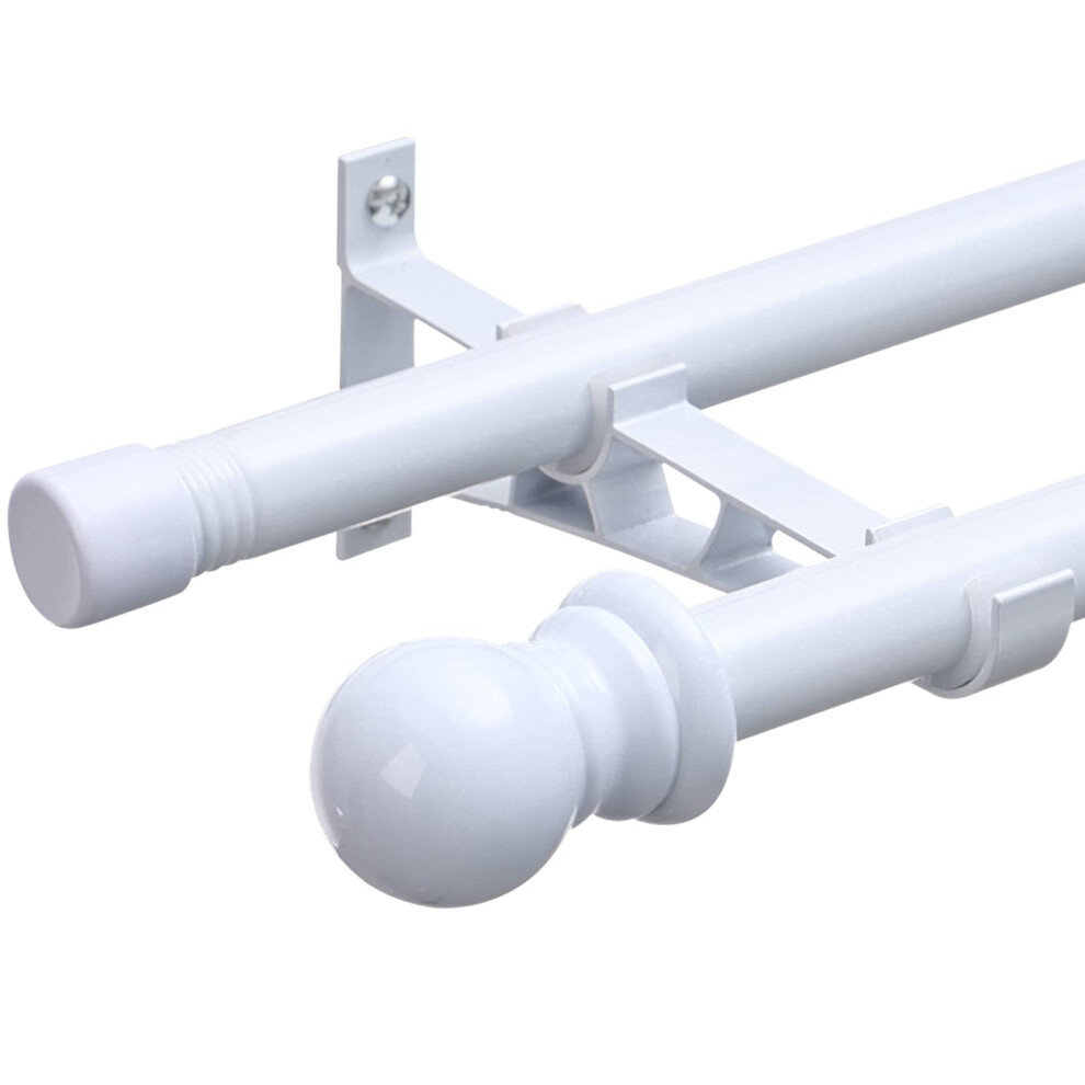 INFLATION Double Curtain Poles for Windows 76-233 cm, 2.5 cm Heavy Duty Double Window Poles - Adjustable Decorative White Curtain Rod for Sliding-image-OPC-PGN8SGT-NEW