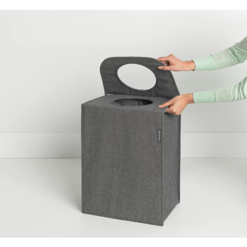 Brabantia Brabantia - Laundry Bag Rectangular - Foldable Top - Quick-drop Opening - Space Efficient - Easy to Unload - Large Opening for Dirty Clothes - Pepper 1