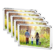 Boxalls Acrylic Photo Frame 13 x 18 cm (5 x 7 inch)-Set of 5, Double Sided Picture Frame with Magnetic, Clear Frameless Desktop Photo Block
