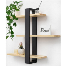 SUMGAR Floating Shelves for Wall Mounted Shelving Unit All Pine Wood 50CM 3 Tier Large Shelf for Bedroom Living Room Office Bathroom Home Decoration