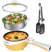 Audecook Hot Pot Electric,Mini Electric Skillet Portable Nonstick Saut? Pan with Power Adjustment, Rapid Ramen Cooker Travel Multicooker Electric Pot