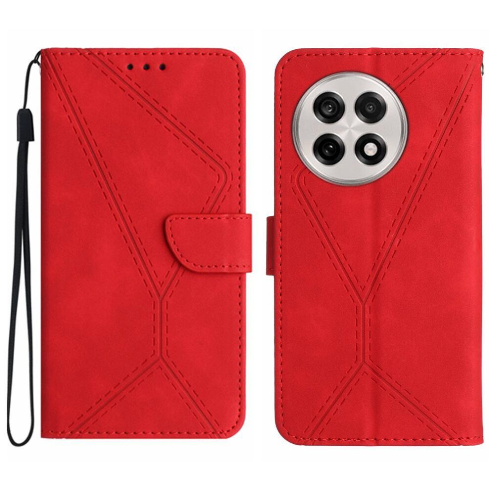 (Red) Case For Oneplus 13R 5G Stitching Embossed Leather Wallet High Quality Tpu Soft Pu Leather Red 764544143394