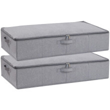 YheenLf 2-Pack Under Bed Clothes Storage Bgas with Lid, Foldable Wardrobe Organiser with Reinforced Handles for Blanket, Sheets, Clothing, Shoes,